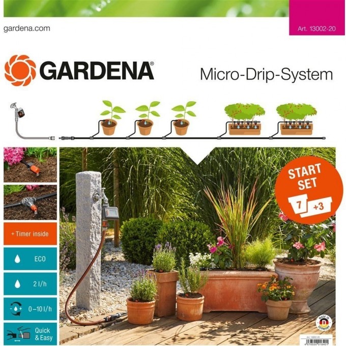 Комплект микрокапельного полива базовый с таймером GARDENA 13002-20.000.00